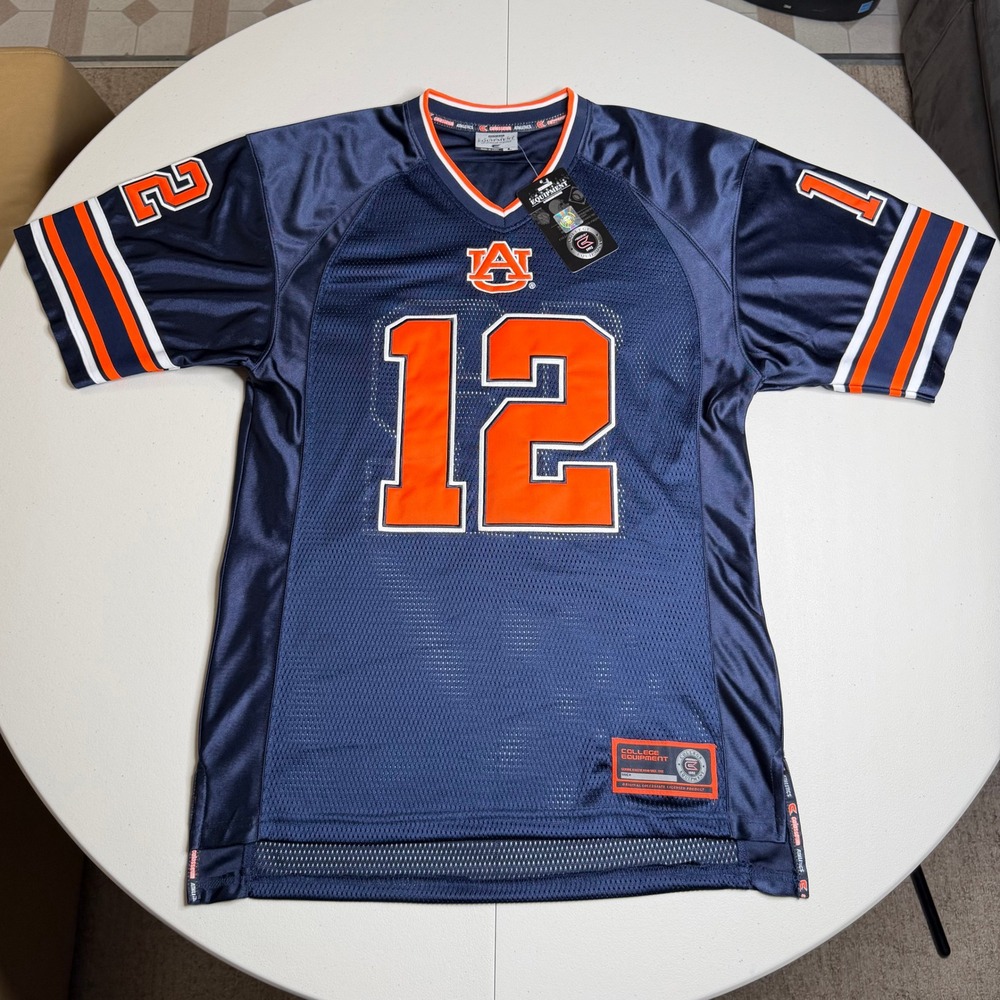 Colosseum Auburn Tigers Football Jersey Mens Large Navy Blue Orange #12 New